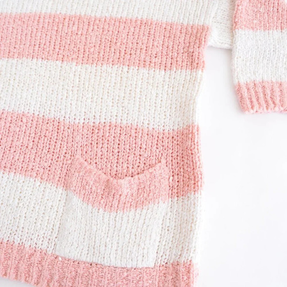Vintage Sam & Max Pink & White Block Stripes Knit Crewneck Pullover Sweater S - Picture 6 of 9